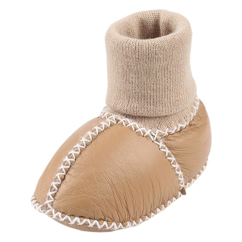 Зимние детские пинетки на меху для мальчиков и девочек, хлопковые ботиночки для первых шагов, утепленные пинетки-полусапожки для новорожденных, ручной работы.