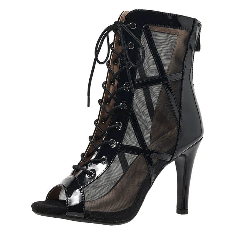 Внешняя торговля плюс размер сандалии с открытым носком женские 2024 Новый каблук на шпильке Ультра Высокий каблук сетка на шпильке танцевальная обувь трансграничные сапоги с открытым носком
