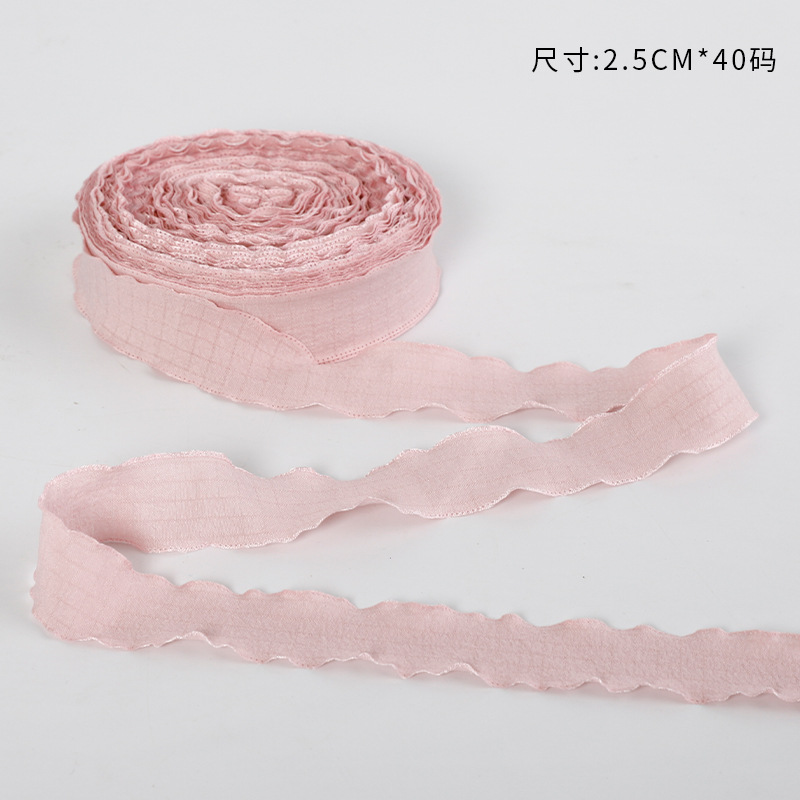 Nueva ola cinta plisada espina de pescado cinturón de hilo de oreja flor tienda de flores embalaje cinta pastel hornear cinturón de tela floral