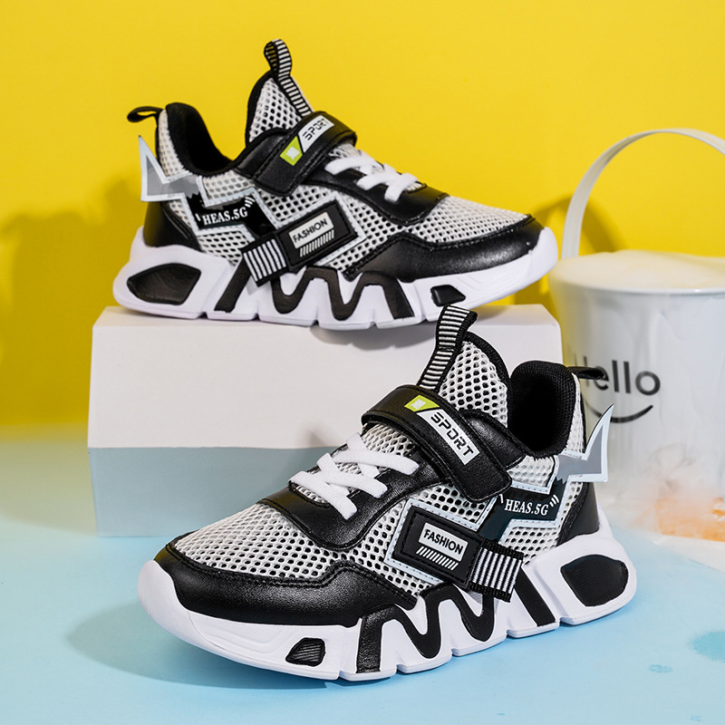 童鞋男童運動鞋2021夏季新款飛織镂空兒童網鞋透氣網面中大童單網
