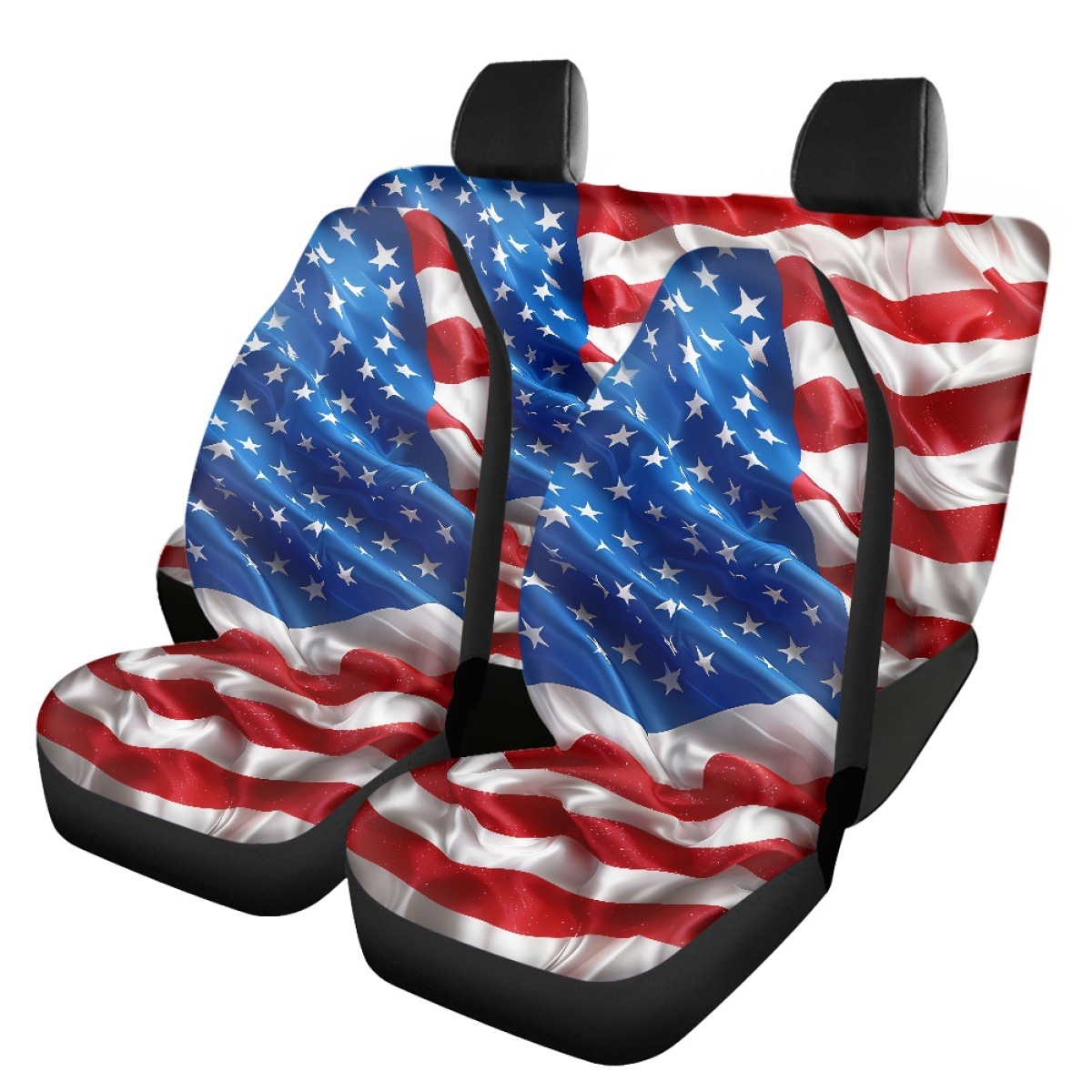 Amazon's best-selling American flag-printed car seat covers, featuring a non-slip design for vehicle seat protection, available for drop shipping