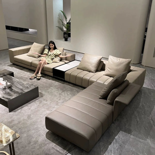 Italian-Style Light Luxury Straight-Row Corner L-Shaped Large Flat-Level Designer Piano Key Combination Living Room Sofa