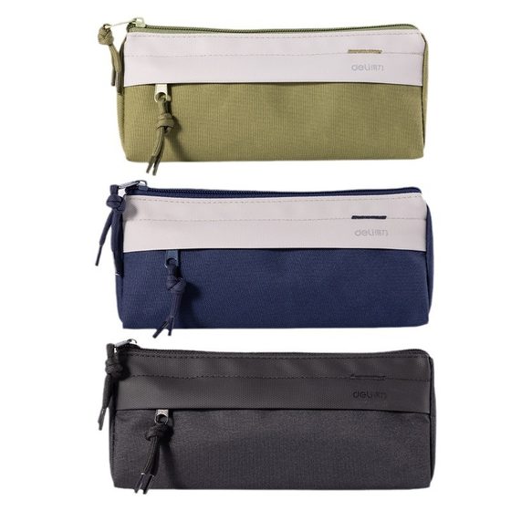 Deli Pencil Bag 67058E Triangle Bag Multi-purpose Pencil Bag Large Capacity Stationery Box Student Oxford Cloth Stationery Bag
