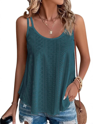 Women's sleeveless summer top, thin shoulder strap spring shirt, loose fit beach vacation 2025 casual