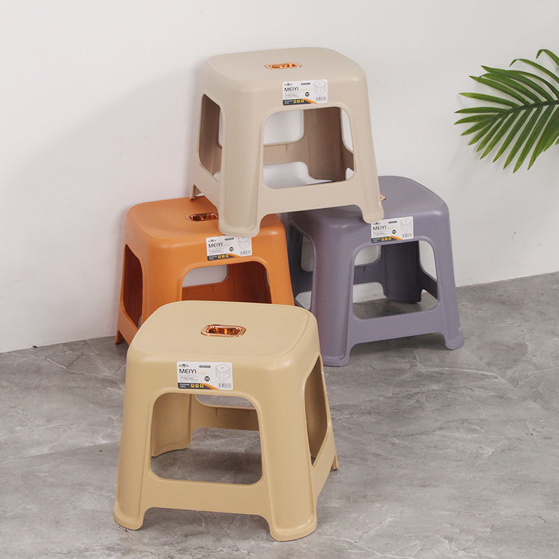 Household plastic stackable thickened bench Nordic creative simple dining table stool living room gold-plated chair square stool