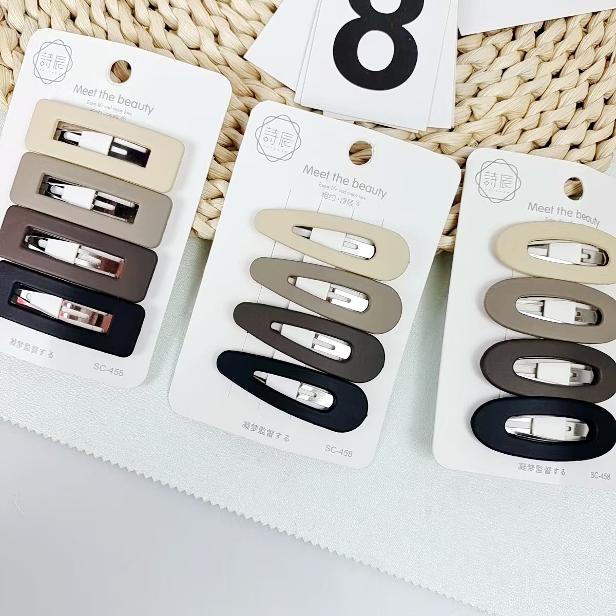 Dopamine pink hair clip, simple and fashionable side clip for bangs, coffee-colored hairpin with broken strands, side clip from Er Yuan Store