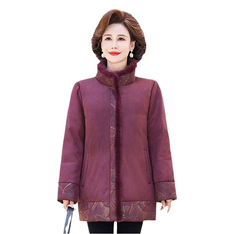 Пуховик для пожилых людей, Женский утолщенный Зимний пуховик средней длины для мамы, 60 лет, пальто для жены, бабушки, 80 лет, 70 лет