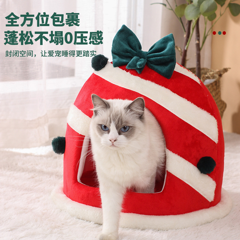 クリスマス猫の巣冬暖かい猫の巣深い眠りペットの巣クリスマスシリーズ猫の巣用品メーカー卸売|undefined