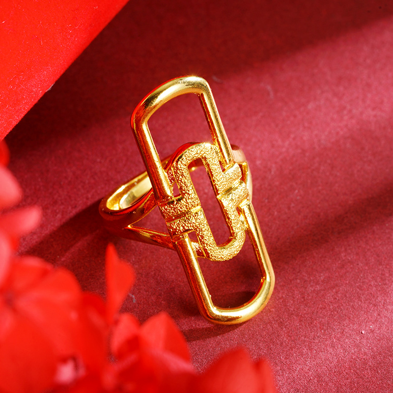 Anillo de diamantes de oro de Vietnam hebilla geométrica Europa y Estados Unidos fábrica transfronteriza al por mayor popular joyas de mano retro accesorios Yiwu