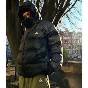 Cross-Border Supply High-Quality Ac.G Urban Outdoor Functional Warm Color-Blocked Cotton Jacket High Fluffy Hooded Cotton Jacket