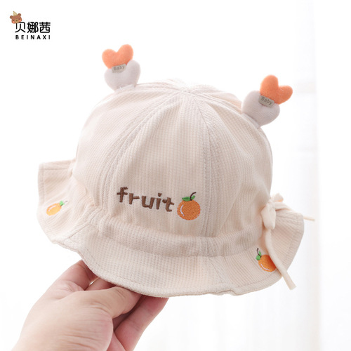 Baby Hat Spring and Autumn Thin Cute Fisherman Hat Baby Hat Newborn Infant Sunshade Sun Protection Bucket Hat