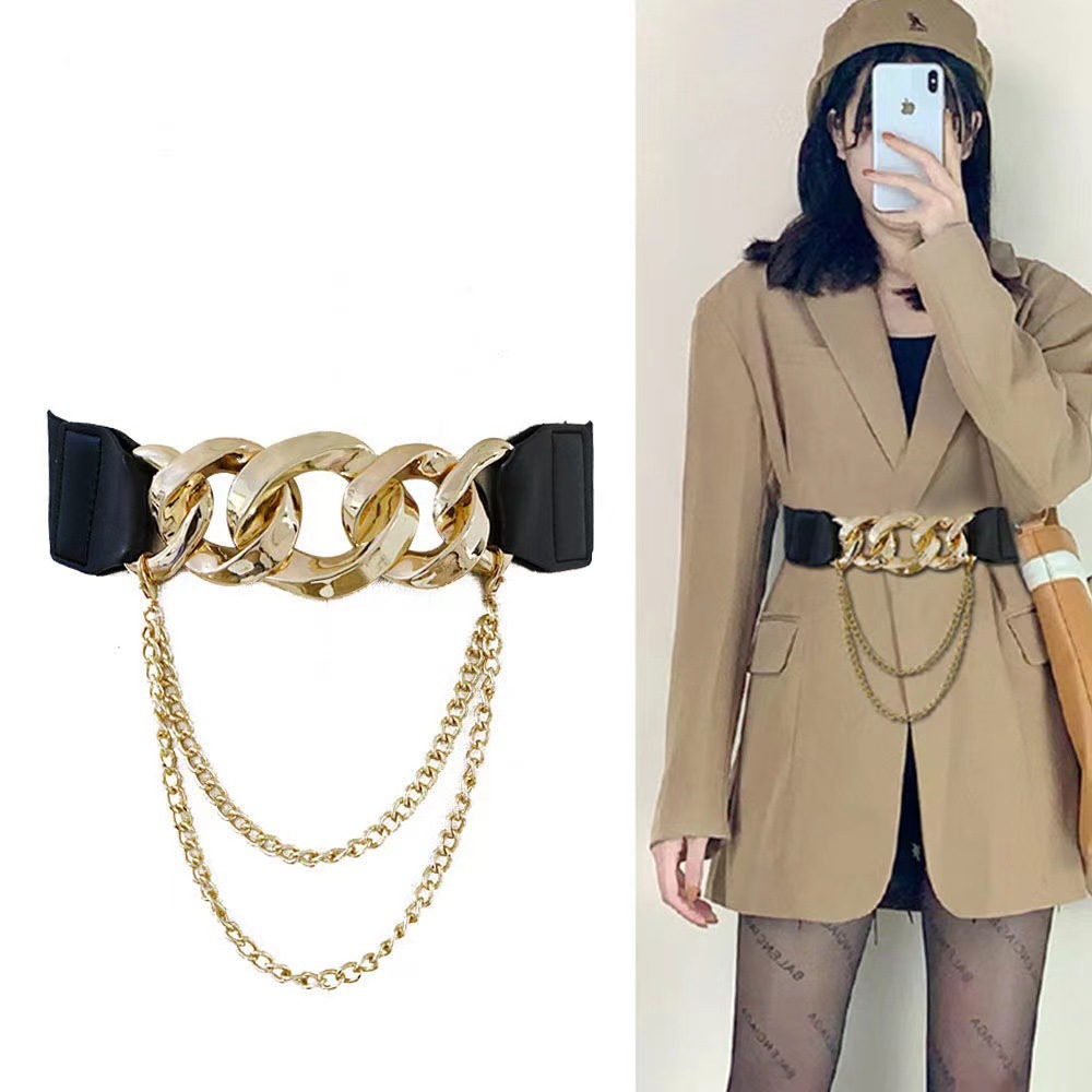 Fashion Solid Color Pu Leather Alloy Chain Belt display picture 1