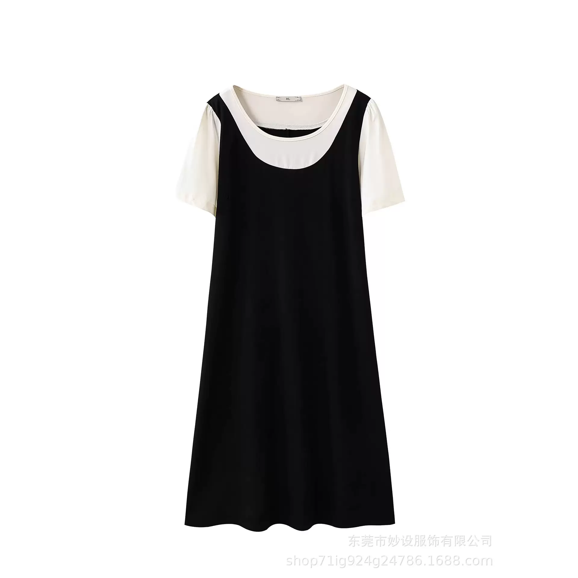 2026简约休闲百搭宽松显瘦微胖假俩件大码女装胖mm连衣裙Y525205