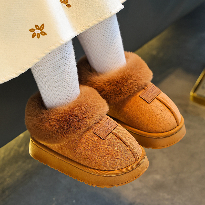 New Autumn and Winter Children's Snow Boots for Boys, Indoor Non-Slip Cartoon Warm Cotton Slippers for Boys in Winter
