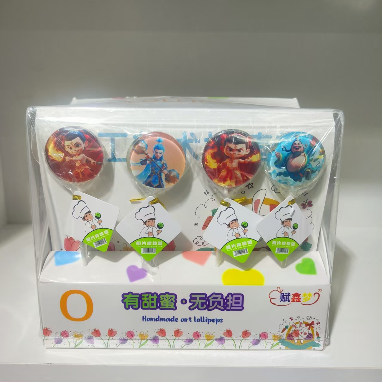 哪吒棒棒糖六一糖果创意卡通儿童节生日零食礼物盒61