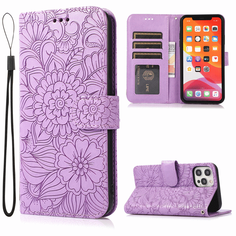 Factory Direct Sales Iphone17 Phone Case Suitable for Apple 13 Skin-Feel Embossed Protective Case 14 Wallet-Style Leather Case