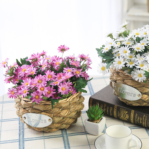 24-piece Chrysanthemum Simulation Flower White Chrysanthemum Bouquet Pastoral Wild Chrysanthemum Artificial Flower Chamomile Decoration Silk Flower Arrangement
