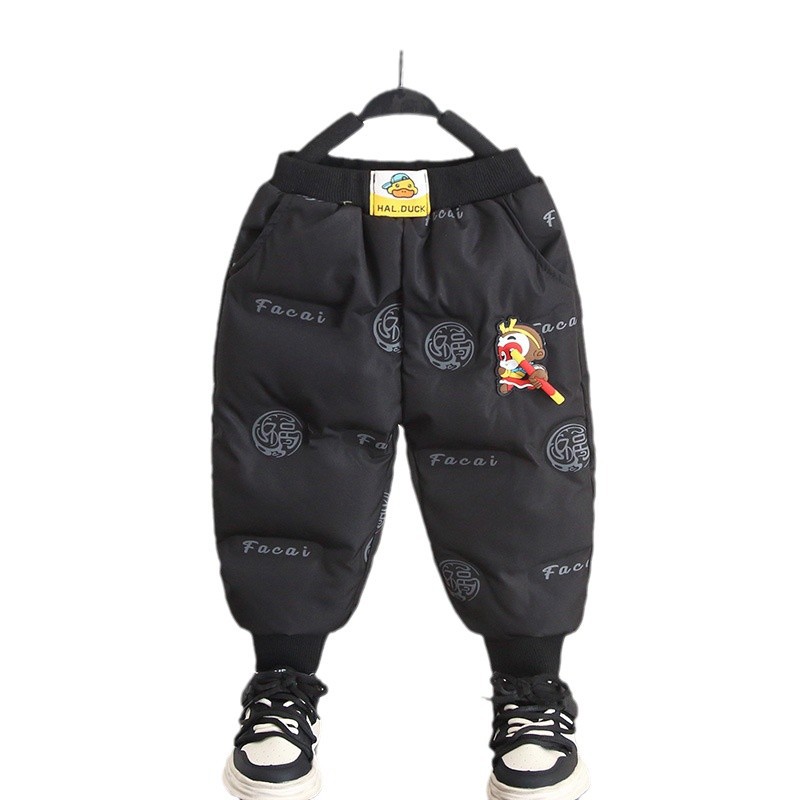 6912 Little Yellow Duck Boy Down Pants Pantalones gruesos para bebé de invierno 2025 Nuevos pantalones de algodón de terciopelo de pato blanco para niños