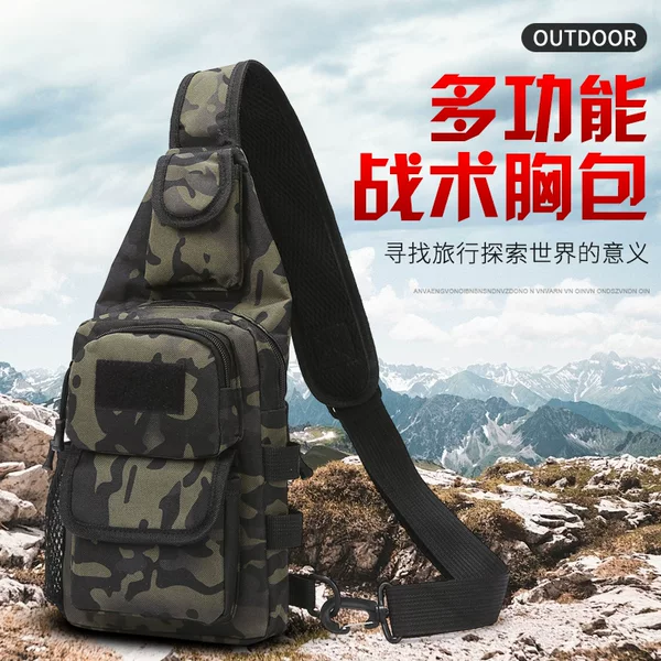 Cross-Border Casual Men's Bag, Tactical Chest Bag, Outdoor Sports Shoulder Bag, Multi-Functional Chest Bag, Portable Shoulder Bag