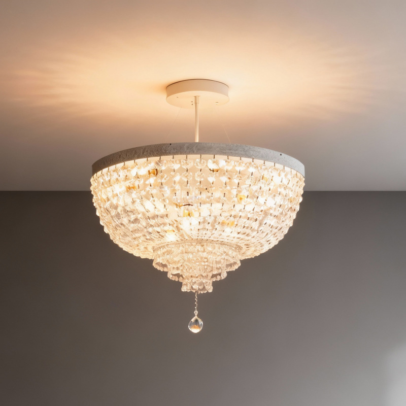 Nordic Art Country White Crystal Ceiling Lamp Bedroom Lamp Cloakroom Round Retro Aisle Entrance Decorative Lamp