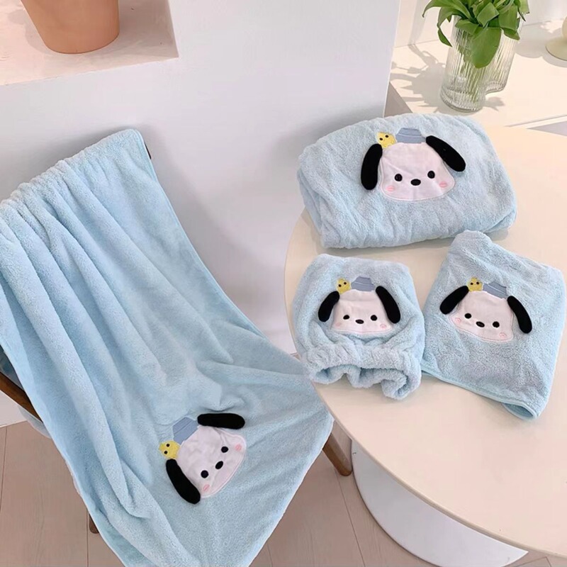Cute puppy bath towel women can wear and wrap large bath towel than pure cotton absorbent coral fleece hair drying hat three-piece set Cute puppy bath towel women can wear and wrap large bath towel than pure cotton absorbent coral fleece hair drying hat three-piece set