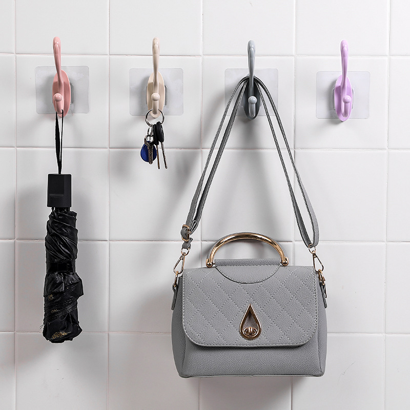 Punch-libre gancho pegajoso baño toalla gancho dormitorio baño pared ropa colgante plástico abrigo gancho detrás de la puerta