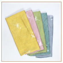 醋酸缎压胶工艺蜻蜓印花面料 绒面碎花布 连衣裙汉服旗袍国风面料