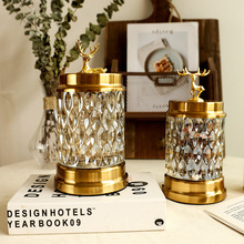 欧式麋鹿储物罐客厅金属玻璃首饰罐创意糖果罐美式轻奢家居装饰品