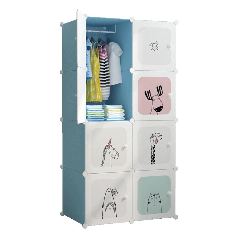 Moderno simple alquiler de dibujos animados montaje de armario de almacenamiento de bebé armario de almacenamiento de dormitorio de bebé armario de plástico