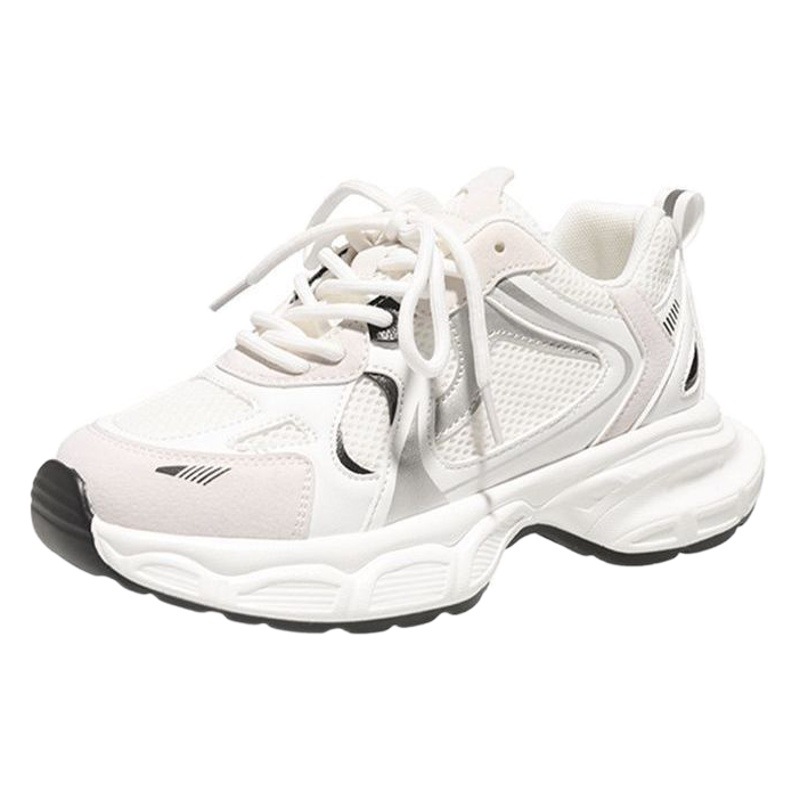 Zapatos estilo Dad para mujer, novedad de otoño 2025, versátiles, blancos, ligeros, de malla transpirable, deportivos casuales, de malla, calzado individual