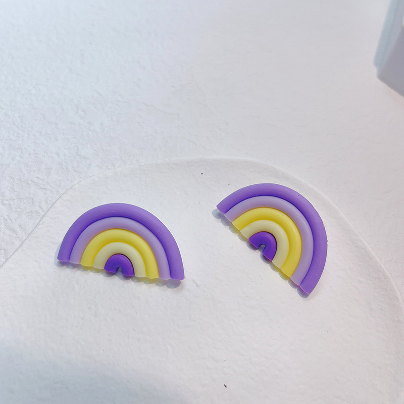 1 Pair Fashion Rainbow soft clay Womenu0027S Ear Studs