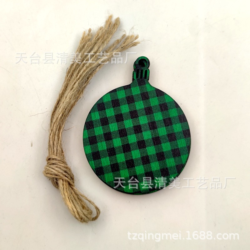 33 modelos de cuadros verdes y negros serie navideña piezas de madera colgante de decoración navideña se pueden combinar libremente 10 piezas en un paquete