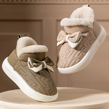 贵人鲨包跟棉拖鞋女孩室内家居加绒加厚防滑PU皮质棉鞋可爱女童