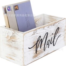 跨境木质信箱收纳盒客厅书房桌面信件信封杂志收纳木质信件箱收纳