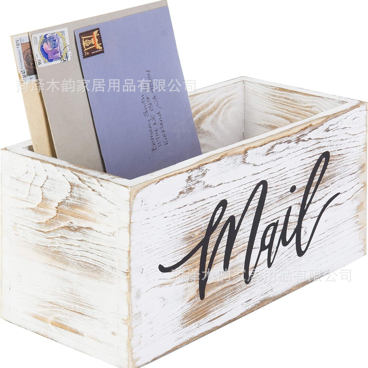 跨境木质信箱收纳盒客厅书房桌面信件信封杂志收纳木质信件箱收纳