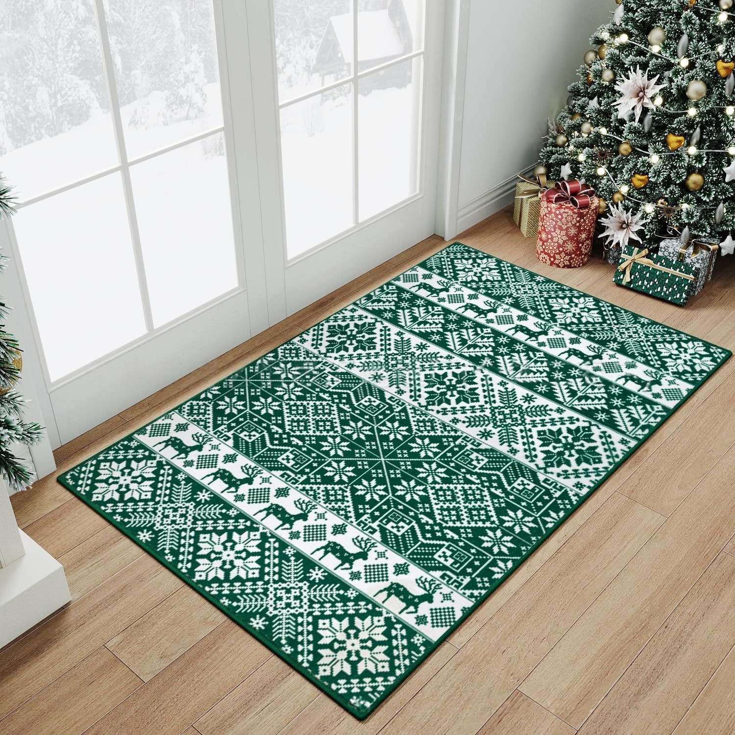 Temu Amazon Christmas Printed Floor Mat Bathroom Non-Slip Water-Absorbent Quick-Drying Foot Mat Entrance Wear-Resistant Decorative Door Mat