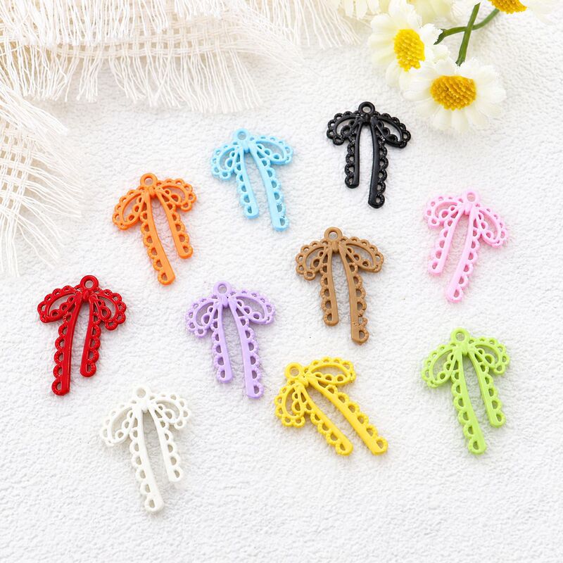 Alloy Lacquered Hollow-Out Imitation Lace Edge Bow Pendant DIY Earrings Keychain Phone Chain Jewelry Accessories Alloy Lacquered Hollow-Out Imitation Lace Edge Bow Pendant DIY Earrings Keychain Phone Chain Jewelry Accessories