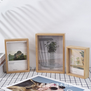 Casual and Creative Wooden Photo Frame Wooden Rectangular Living Room Bedroom Desktop Ornaments Flower and Flower Specimen Display Frame