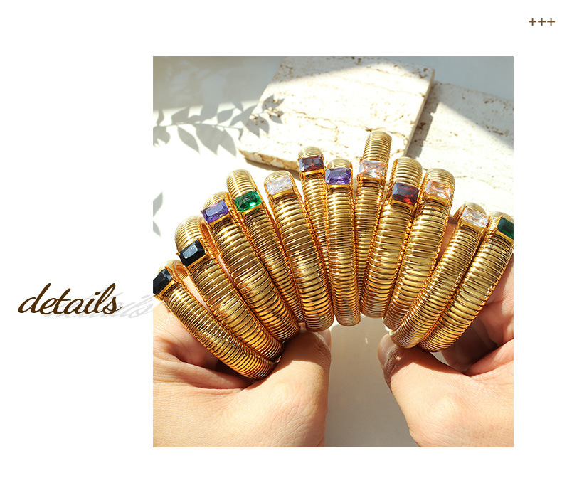 Simple Style Geometric Titanium Steel Inlay Zircon Bangle 1 Piece