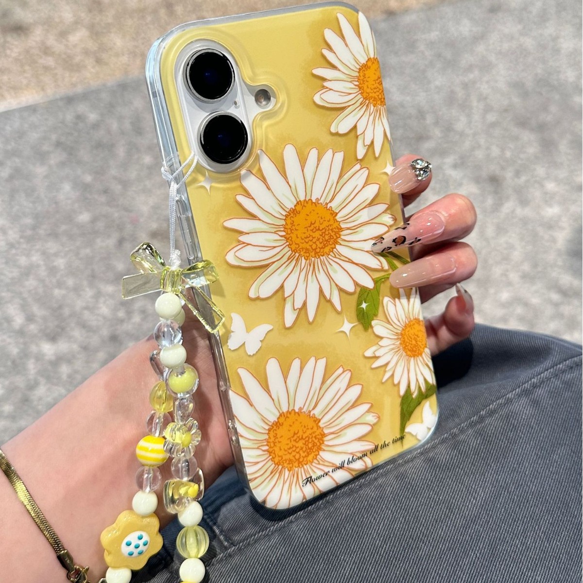 Flores de margarita frescas de verano para Apple 16Pro funda para teléfono 15/14 Nueva pareja de 15PM 16PM hembra 13