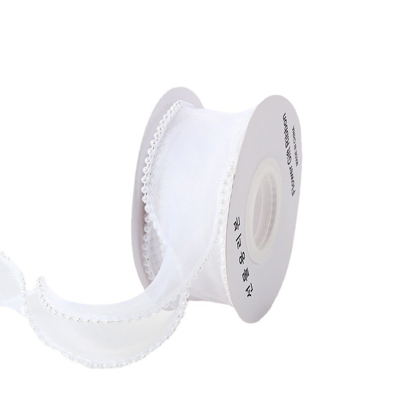 Venta al por mayor 4cm fishtail Hilado pastel decoración borde flor embalaje perla transparente hilo ramo hornear cinta en stock