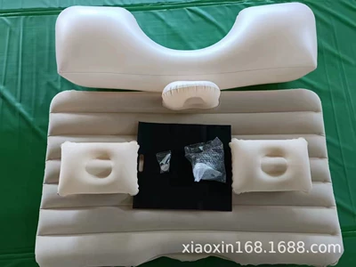 Universal Car Rear Seat Inflatable | Vehicle-mounted inflatable bed - warm-rice-straight-grain-inflatable-bed-in-the-back-row-long-legged-piers2-pillows2