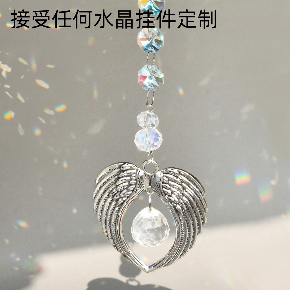 Fabricantes directos para Amazon tiktok suministro Ángel ala cristal bola colgante sol catcher cristal colgante