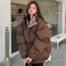 小个子羽绒服女冬2025年新款韩版宽松加厚棉服棕色面包服外套学生