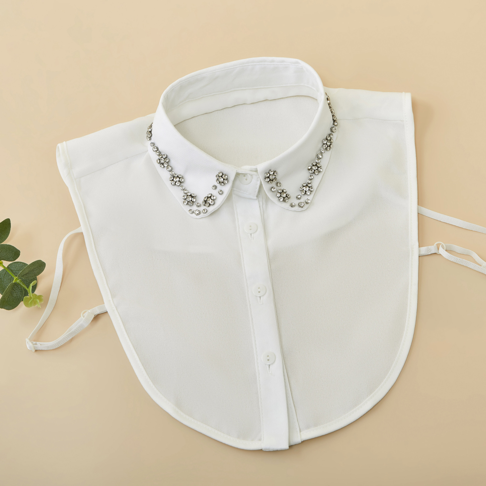 廠家供應韓版新款雪紡半身領秋冬時尚白搭手工釘珠襯衫假領子女