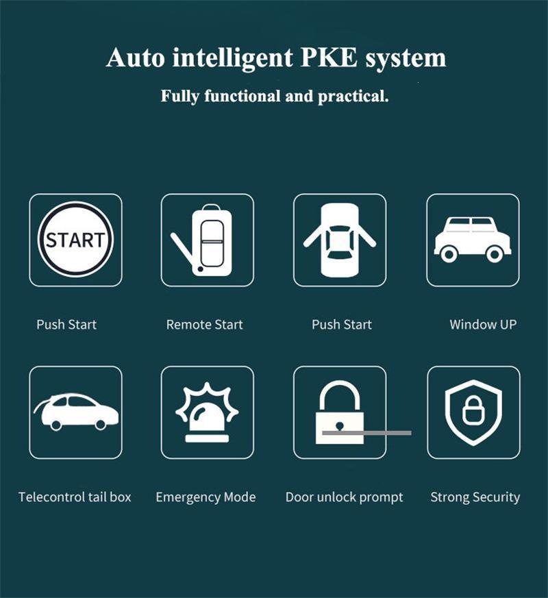 Car one-button start anti-theft system with ignition, remote start, automatic security activation, and PKE (Passive Keyless Entry)