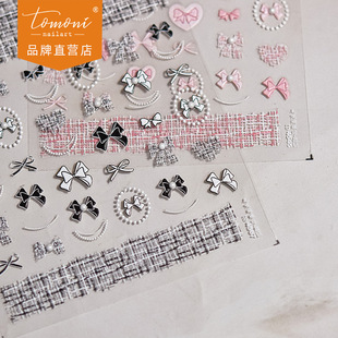 Tomoni Crystal Diamond Manicure Stickers Hand-Painted Artificial Versatile Nail Stickers Bow Handmade Stickers Long and Short Nails Full Stickers