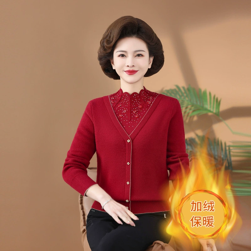 Мама темпераментный шерстяной свитер осенний и зимний свитер свитер среднего и пожилого женского возраста толстый свитер