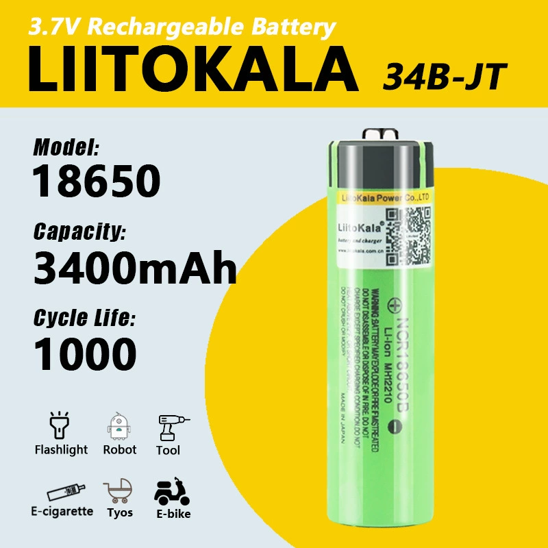 LiitoKala [跨境专供 34B-N NCR18650B 18650 3400mAh литиевый аккумулятор 3.7V]