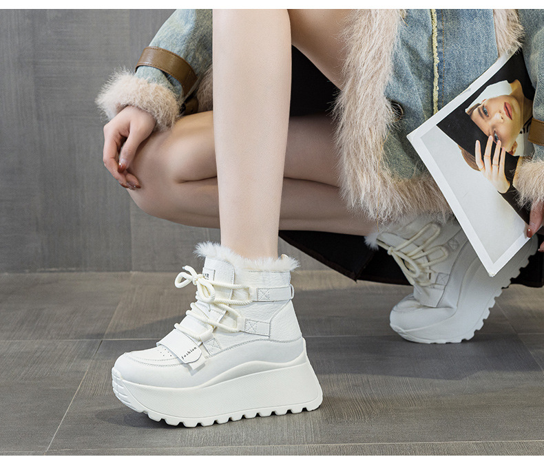 Giày sneaker nữ đế dày tăng chiều cao cổ cao lót lông mùa đông phong cách thể thao đa năng — 5012-1 lông nâu, 5012 lót trắng, 5012-1 lông trắng, 5012 lót nâu chi tiết 24